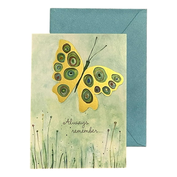 Thinking of You Greeting Card for Loved Ones, Family and Friends - Always remember... - Deluxe, Foil Accents; butterfly