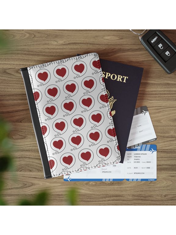 Heart Bubble RFID Faux Leather Passport Holder Black 1-Pack