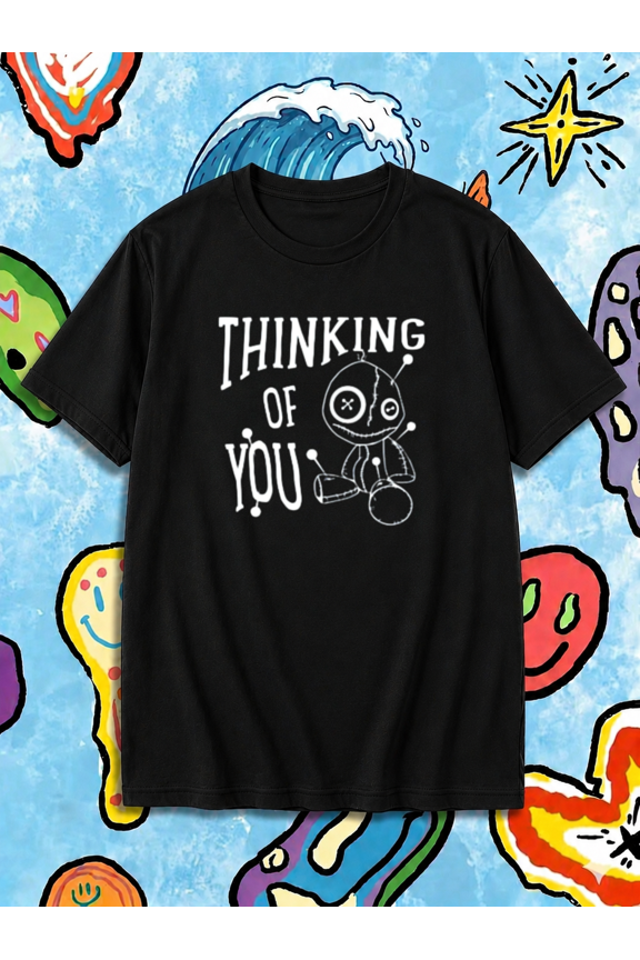 Thinking of You Voodoo Doll Cute Spooky Graphic T-Shirt, for men & women, S-5XL