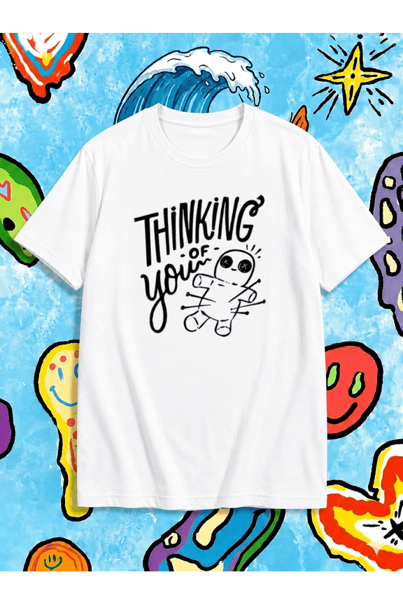 Thinking of You Voodoo Doll Quirky Graphic T-Shirt, for men & women, S-5XL