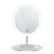 Thinkspace Beauty Round LED Lighted Countertop Mirror. Freestanding Mirror. 12 H x 7.5 W x 5.5 D