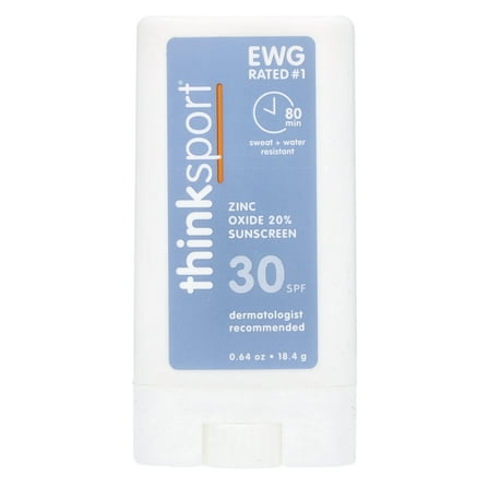 think Sport®, Zinc Oxide 20% Sunscreen Stick, SPF 30, Fragrance Free, 0.64 oz (18.4 g)