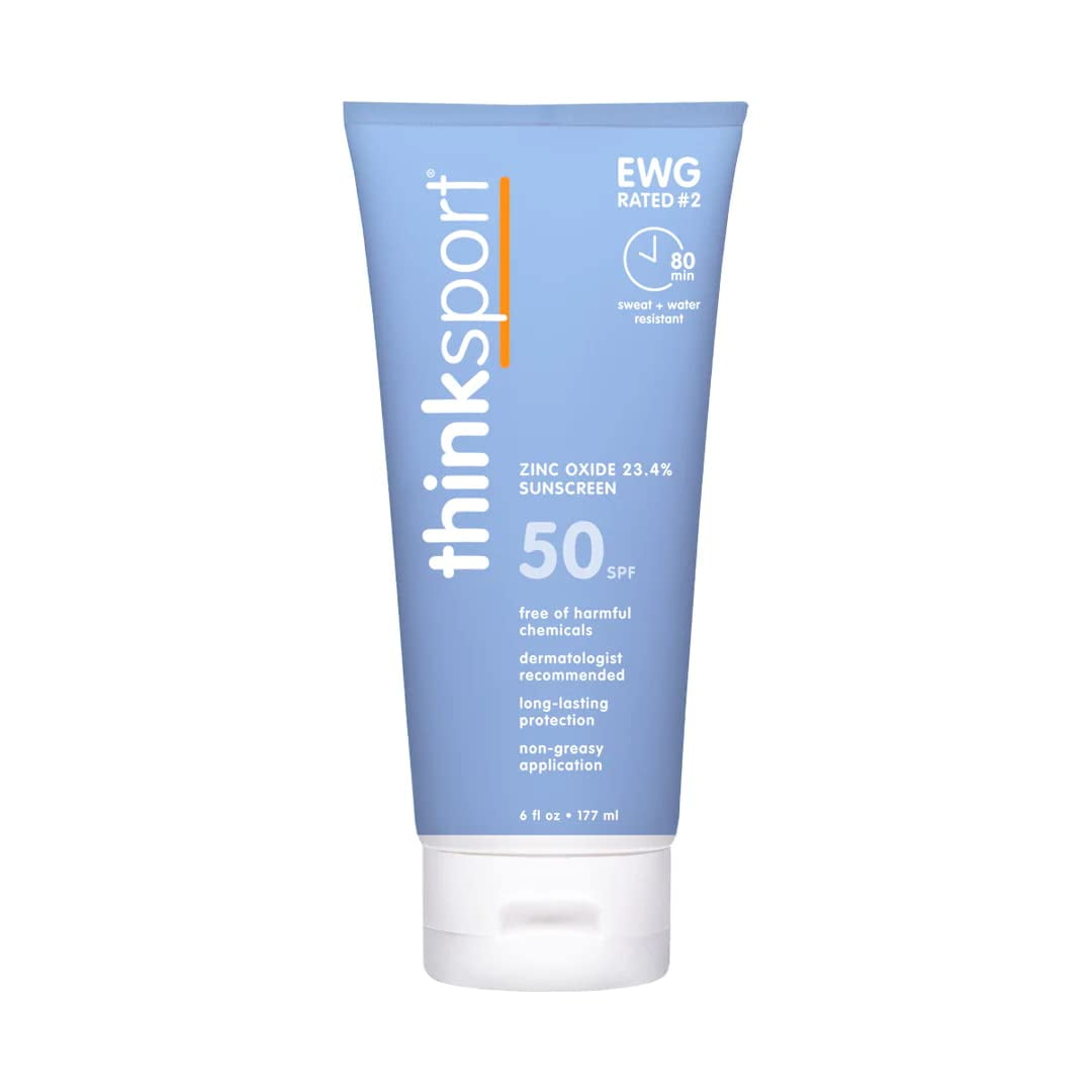 Thinksport SPF 50+ Mineral Sunscreen Safe, Natural Sunblock for Sports & Active Use Water