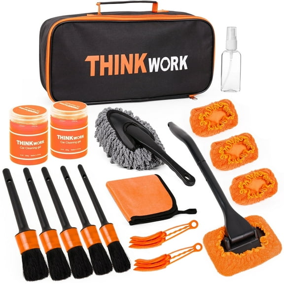Thinkwork TW6068 Car Duster Interior Kit, Car Cleaner Set Made, Orange
