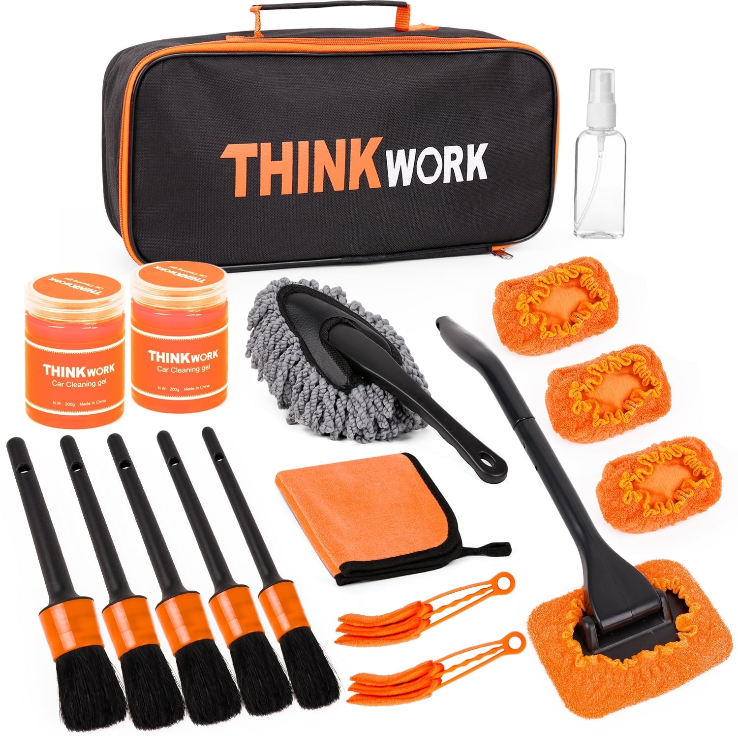 Thinkwork TW6068 Car Duster Interior Kit, Car Cleaner Set Made, Orange