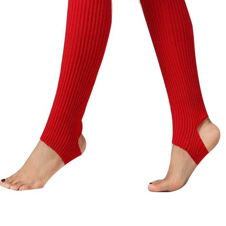 Thinsont 1 Pair Women Latin Dance Socks Casual Warm Jeans Yoga Hosiery Cold  Weather Thermal Leg Warmer Sports Solid Color Red 
