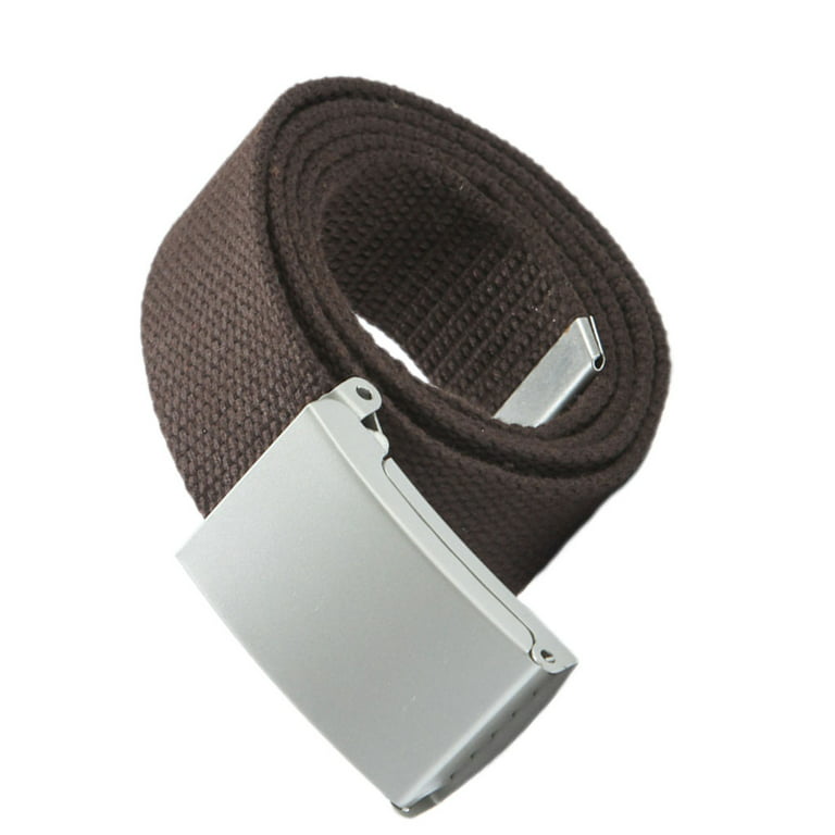 Thinsont 100cm/1m Belt Canvas Solid Color Metal Buckle Waist Strap Casual  Leisure Wearable Pants Adults Boys Waistband Replacement Coffee 