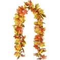 thumbnail image 1 of Thinsont 1PCS Artificial Maple Leaf Garlands Autumn Hanging ,63inch Fall Leave Vines for Indoor Outdoor Wedding Thanksgiving Dinner Party Fireplace Christmas Decor(Orange), 1 of 6