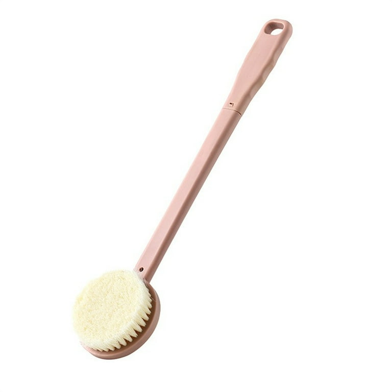 Thinsont Bath Scrub Brush Long Handle Body Arm Legs Massager Shower Dual  Side Scrubber Brushes Household Spa Soft Cleaning Pink
