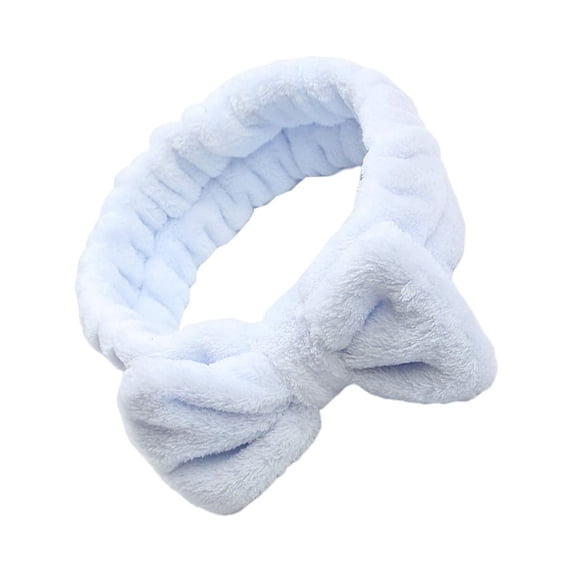 Thinsont Coral Velvet Head Band Cute Portable Elegant Bowknot Makeup Face Washing Women Headband Headwear Birthday Gift Light Blue