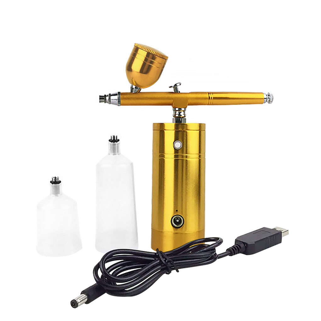 Thinsont Mini Airbrush Compressor Kit Spray Air Brush Paint Model gold