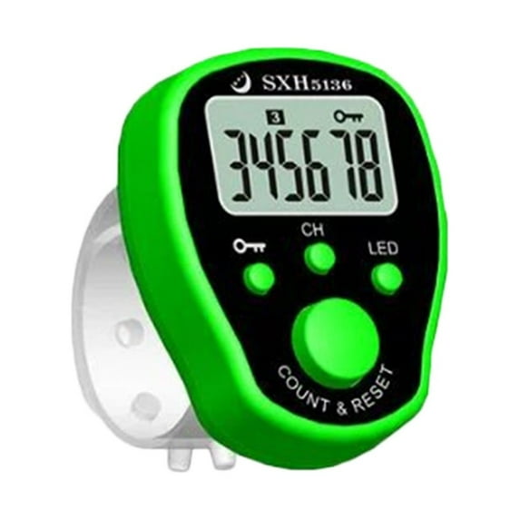 Thinsont Mini Stitch Marker Row Fingertip Counter with LED Light LCD Electronic Digital Display Tally Timing for Golf Knitting Weave Green 4.5*3.5*1.2cm