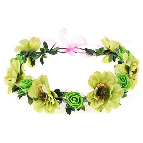 Thinsont Ribbon Flowers Leaves Headband Elegant Ladies Festival Headpiece Bridal Hair Accessories Handmade Exquisite Garland Type 3