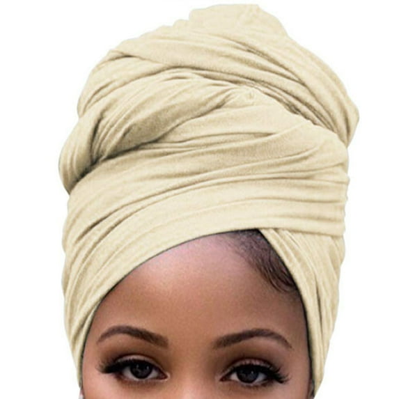 Thinsont Turban Knot Simple Style Hijab Multipurpose Beanie Stretch Headscarf Breathable Loss Bonnet Headwear for Women Accessories Beige yellow