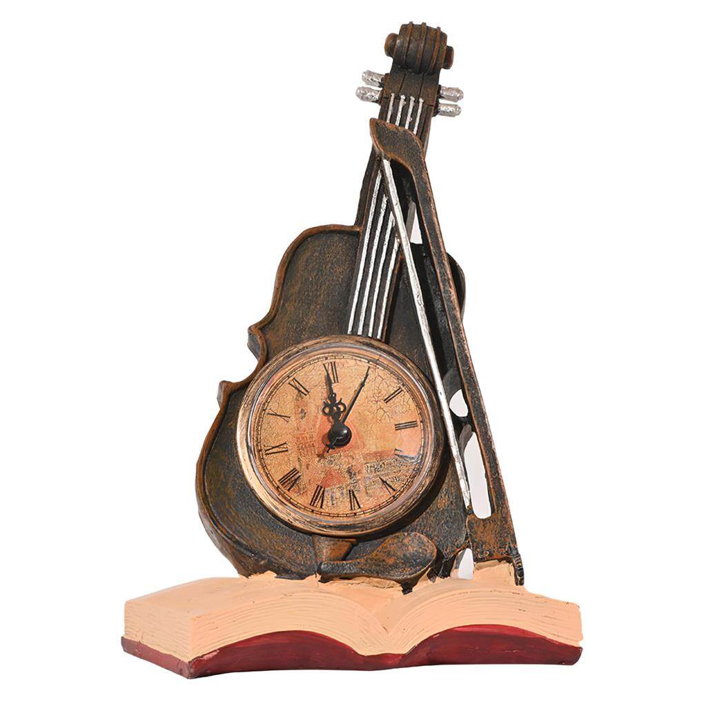 Thinsont Vintage Clock Violin Exquisite Resin Mini Violin Decoration