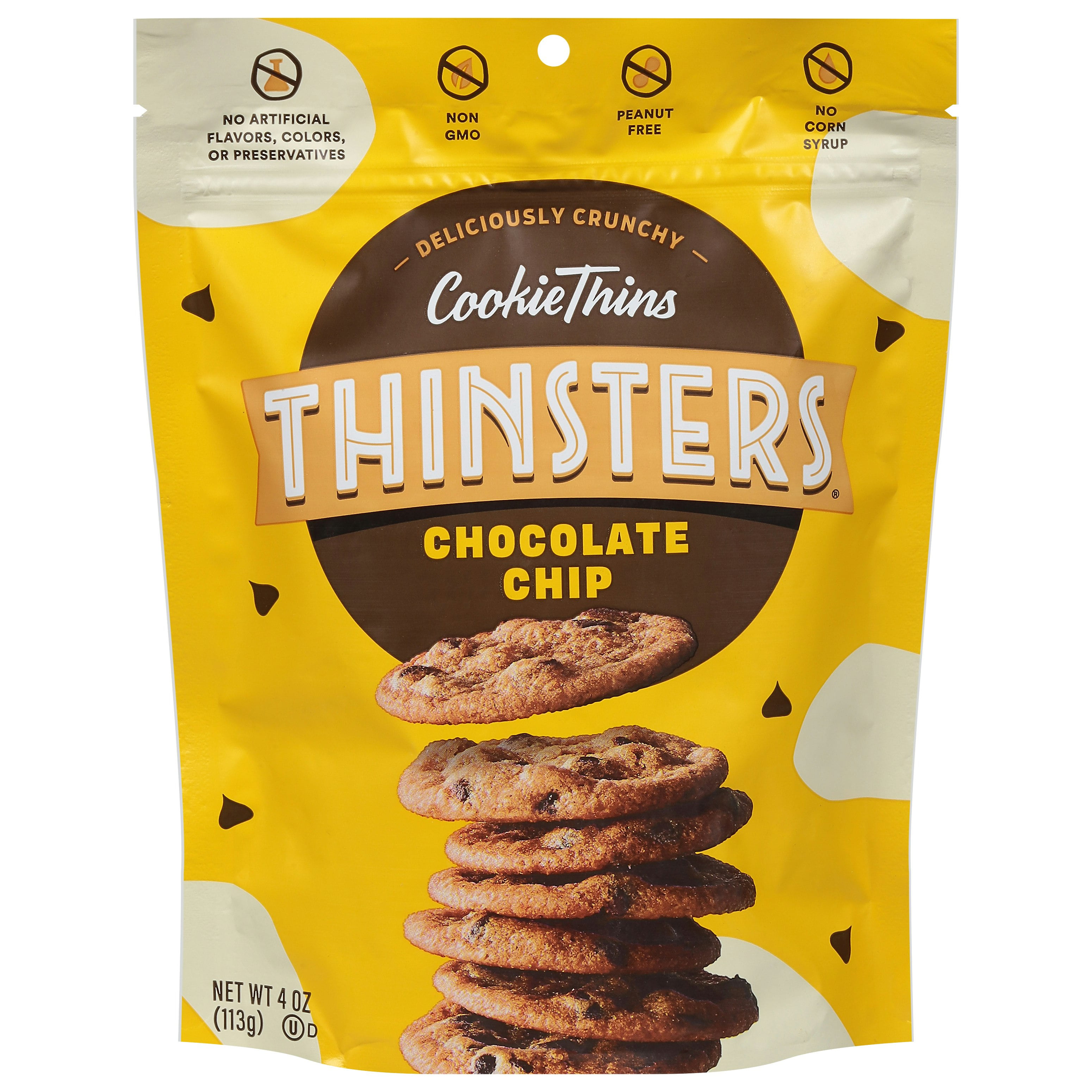 Thinsters Chocolate Chip Cookie Thins 4 oz (Pack of 12)