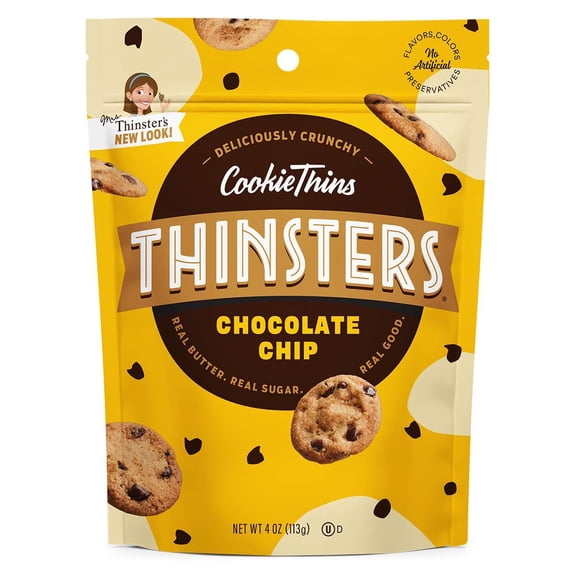 Thinsters - Cookie Thin Chocolate Chip - 4 Oz, Case of 12