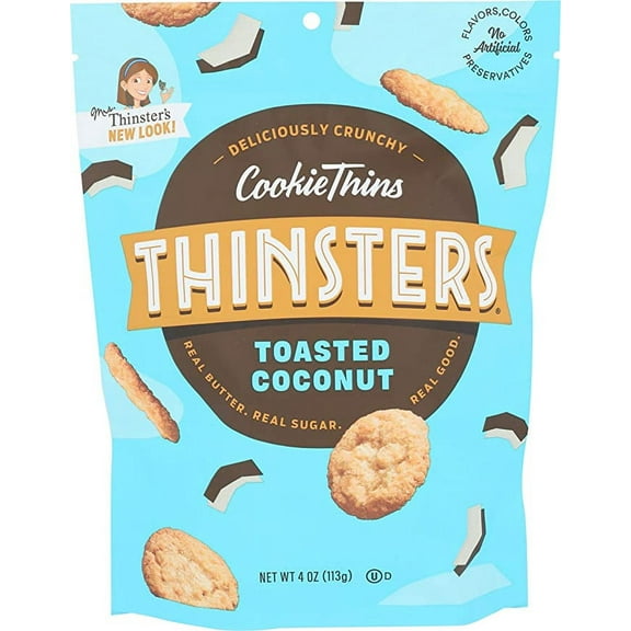 Thinsters Cookies, Toasted Coconut Cookie Thins, 4 oz Pack