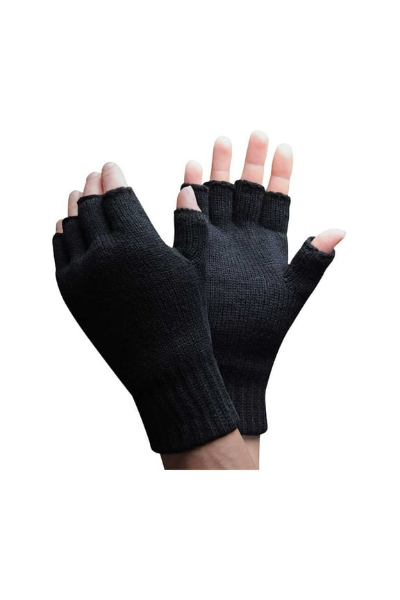 - Mens 3M Thermal Insulated Black Fingerless Gloves