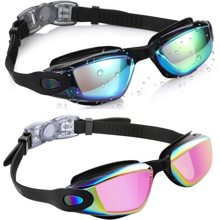 Thinway Swim Goggles, 2 Pack Anti-fog No Leaking Anti-UV Silicone Swimming Goggles for Teen Youth Adult Women Men