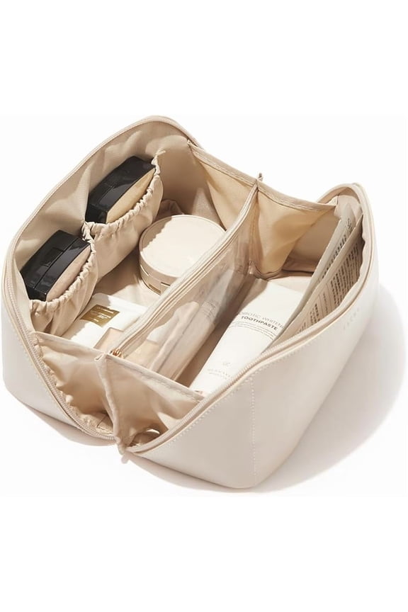 Travel Makeup Bag,Large Capacity Cosmetic Bags for Women,Waterproof Portable Pouch Open Flat Toiletry Bag Pattern Makeup Bag