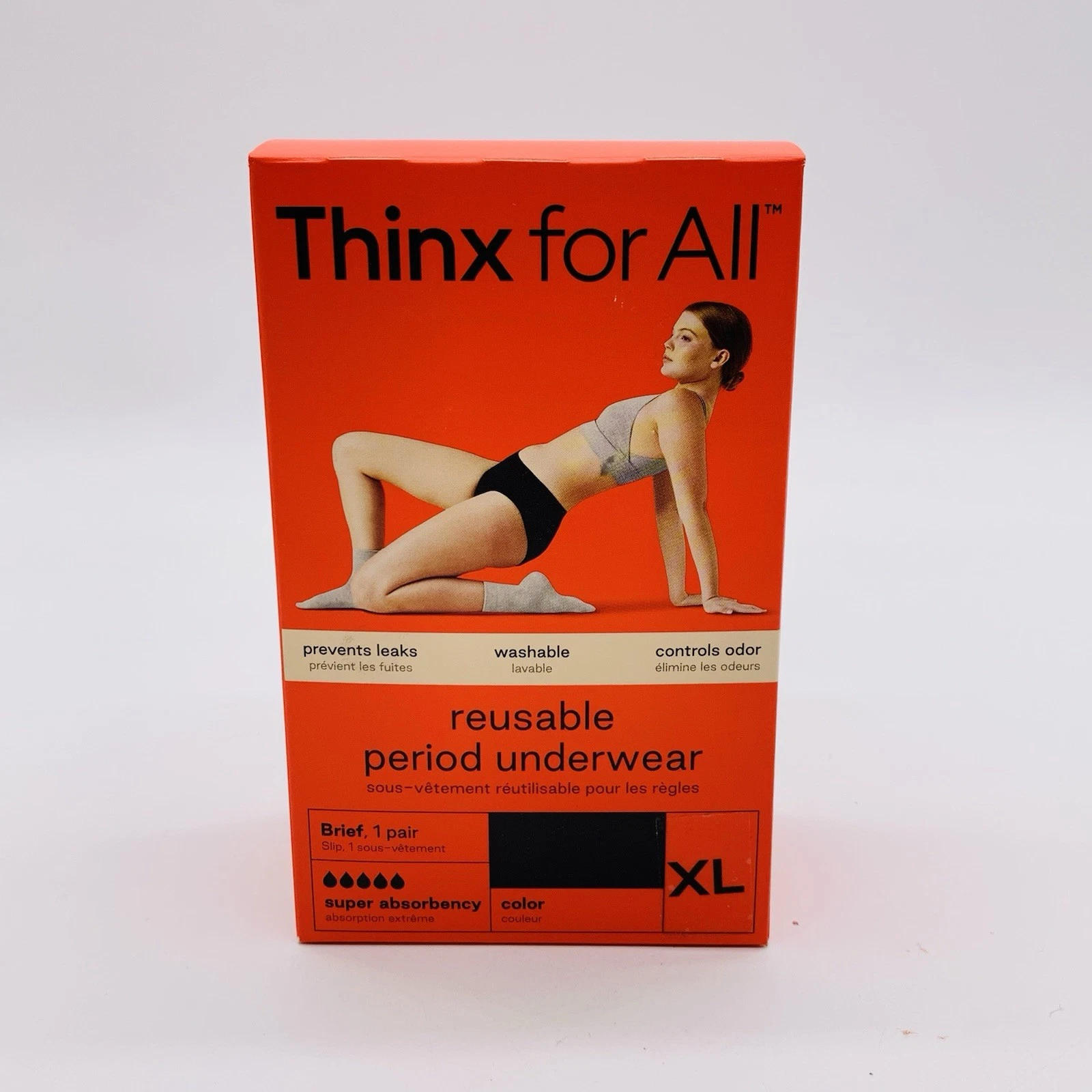 Thinx For All Super Absorbency Cotton Brief Period Underwear X-Large Black