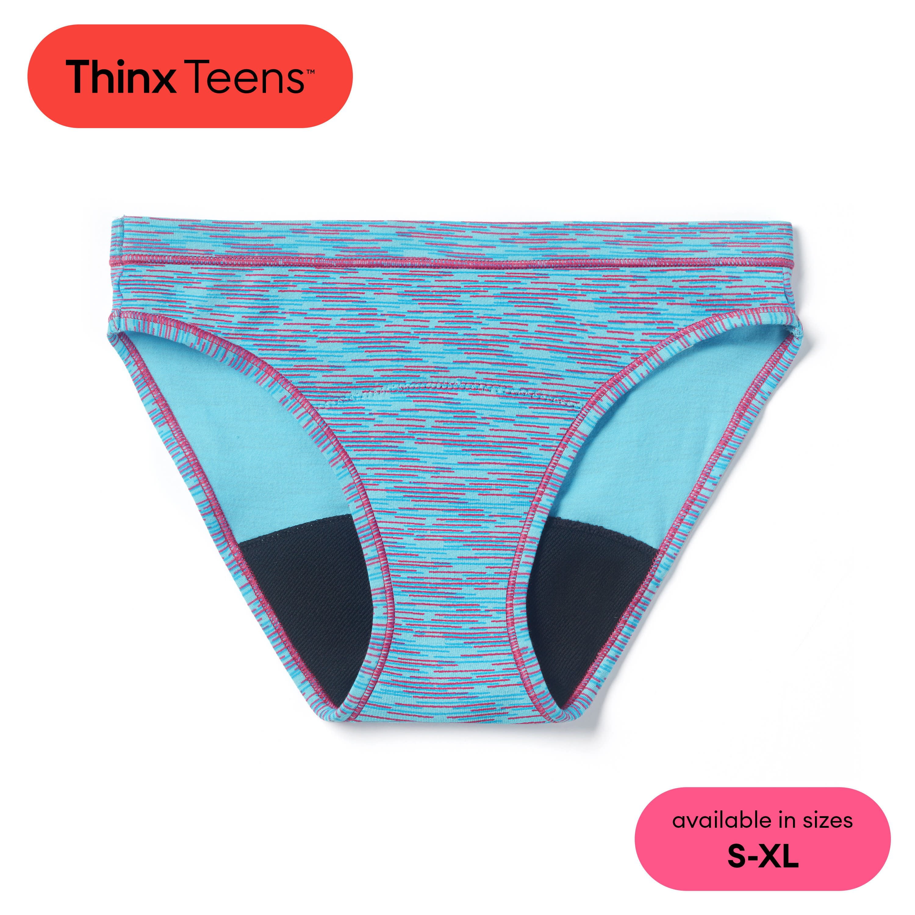 Thinx Teens Super Absorbency Cotton Bikini Period Underwear, Large, Hologram