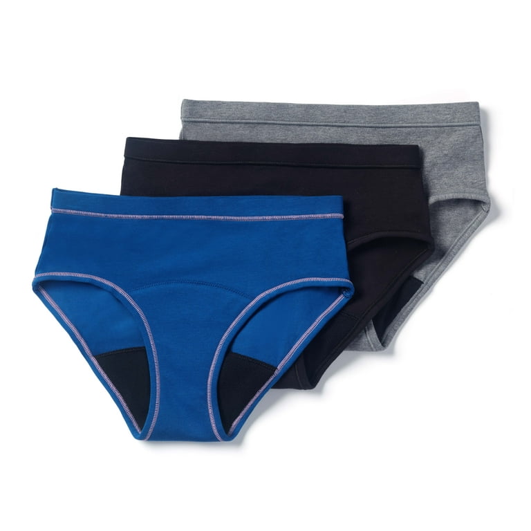 Thinx Teen's 3pc Party Combo Briefs Period Underwear - Black/gray/blue 9/10  : Target