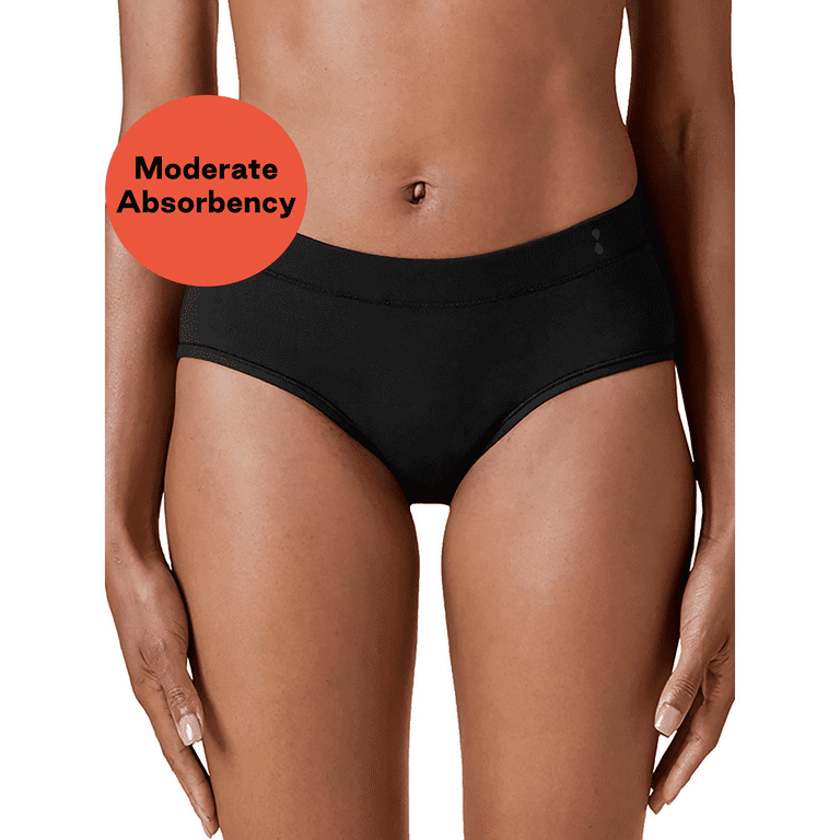  Thinx for All Bikini 3-Pack Period Underwear for Women, Holds 5  Tampons, Moisture Wicking Underwear for Women, Period Panties, Black, Large  : Health & Household
