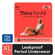 Thinx for All Womens Comfort Brief Leakproof Period Underwear, S-XL, Black
