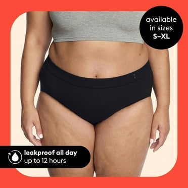 Thinx for All Women's Comfort Brief Leakproof Period Underwear, Size Extra Large, Black