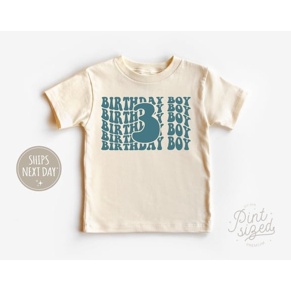 Third Birthday Boy Shirt - Vintage Three Year Old Birthday Tee - Uninatural Toddler Shirt, New Born, Baby Shower Gift, New Parents Gift