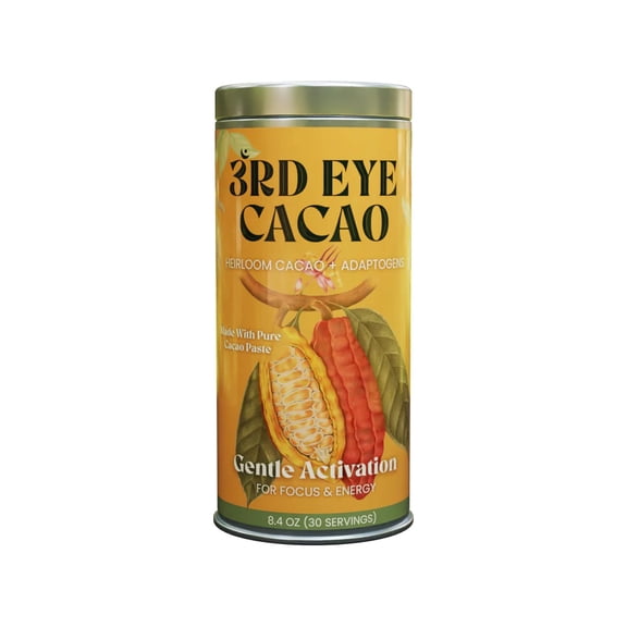 Third Eye Cacao - Gentle Activation Elixir Powder - 100% Ethical Regenerative Ceremonial Cacao Superfood Drink Mix with Lions Mane, Ashwagandha & Maca  Adaptogenic Hot Chocolate Alternative  Vegan