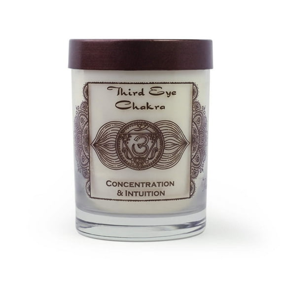 Third Eye Chakra Ajna | Candle for Chakra Meditation Scented with Essential Oils | Indian Jasmine | Concentration and Intuition - 10.5oz