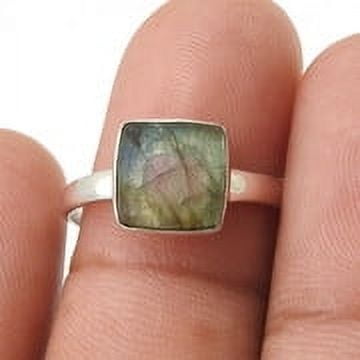 Third Eye Chakra Labradorite Stone Handmade Band Wife Ring 925 Sterling Silver US 7