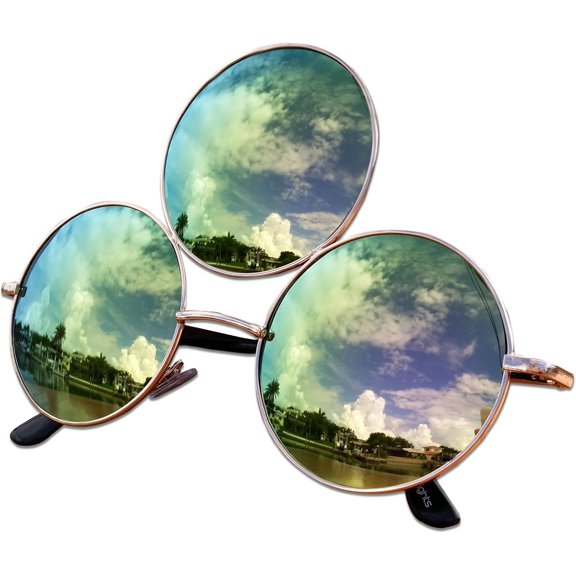 Third Eye Sunglasses, Emerald Green with Pink Reflective Lens, Polarized UV400 Protection