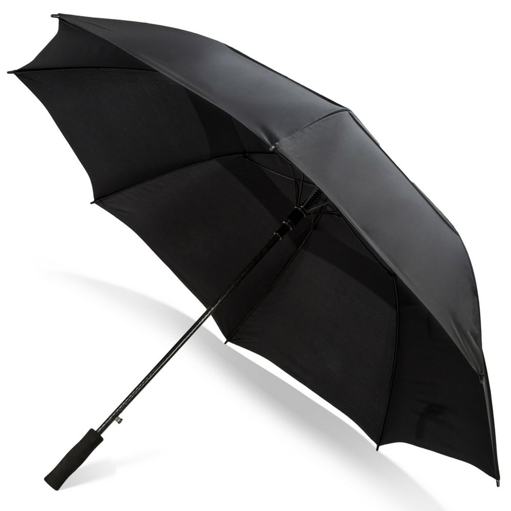 Third Floor Umbrellas - Black 68 Inch Automatic Open Golf Umbrella - Extra Large Vented Windproof Waterproof Sturdy Double Canopy