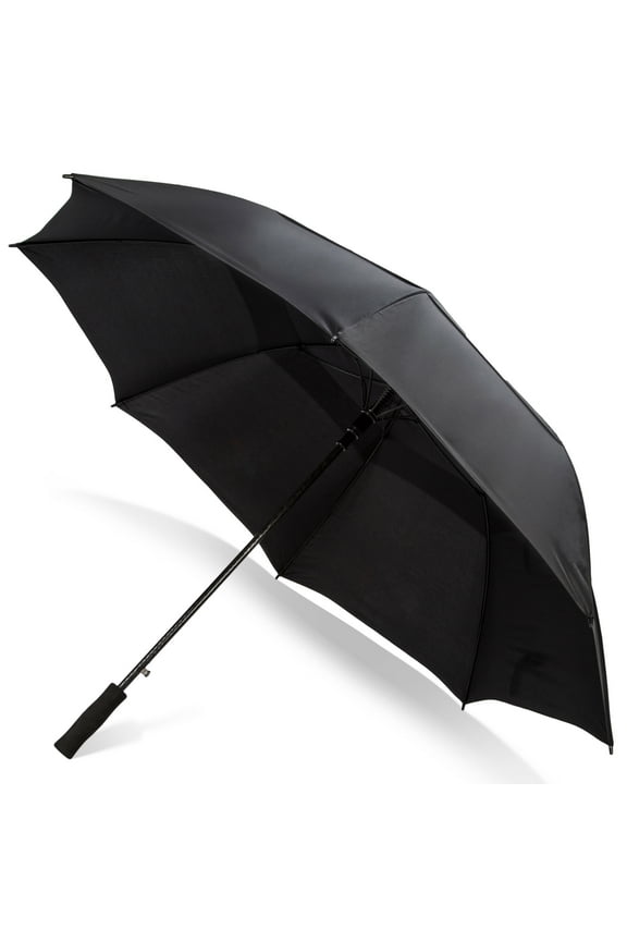 - Black 68 Inch Automatic Open Golf Umbrella - Extra Large Vented Windproof Waterproof Sturdy Double Canopy