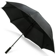 Third Floor Umbrellas - Black 68 Inch Automatic Open Golf Umbrella - Extra Large Vented Windproof Waterproof Sturdy Double Canopy