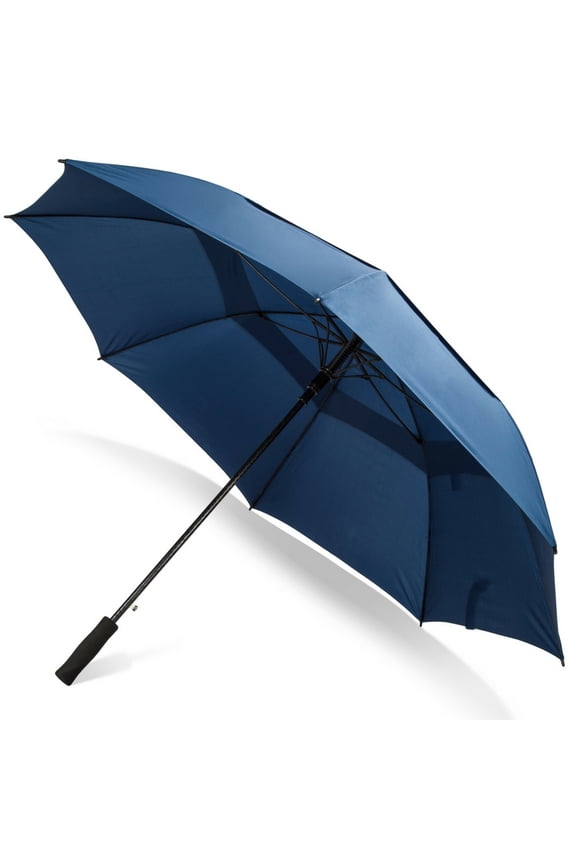 - Blue 68 Inch Automatic Open Golf Umbrella - Extra Large Vented Windproof Waterproof Sturdy Double Canopy
