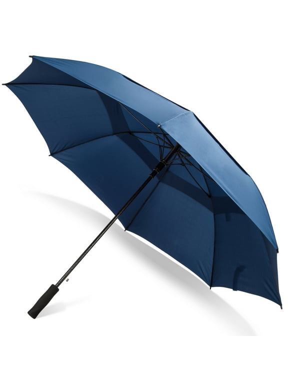 - Blue 68 Inch Automatic Open Golf Umbrella - Extra Large Vented Windproof Waterproof Sturdy Double Canopy