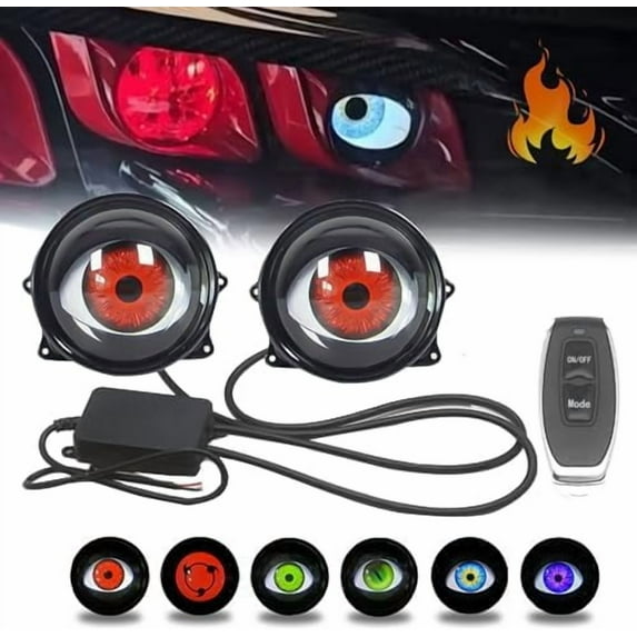 Third Generation Dynamic Big Eye Lights, Dynamic Big Eye Ball Fog Lights 6-Mode, Dynamic Big Eye Lights on Fog Lights, LED Adjustable Color 12v Devil Eyes, for Any Car Model (with lens, 2Pcs)