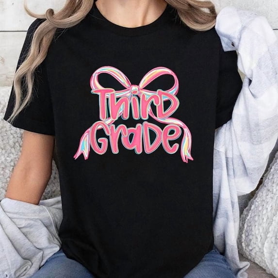 Third Grade Back To School Girls Bow 3rd Grade Teachers Kids T-Shirt Unisex, Sizes S-5XL, Tbun