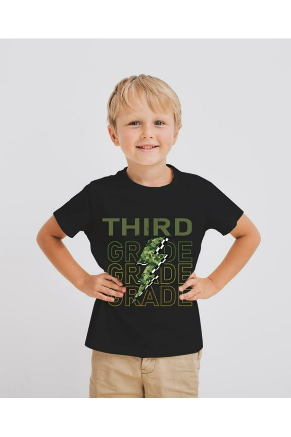 Third Grade Camo Lightning Bolt T-Shirt for Boys – Back to School Graphic Tee
