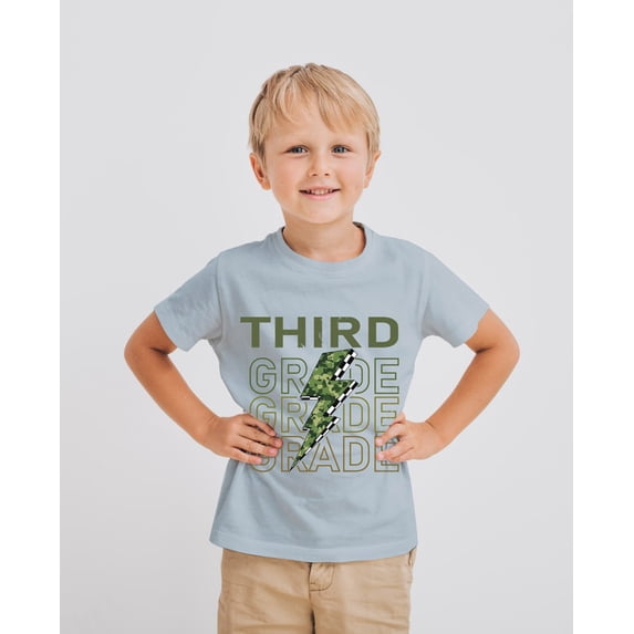 Third Grade Camo Lightning Bolt T-Shirt for Boys – Back to School Graphic Tee