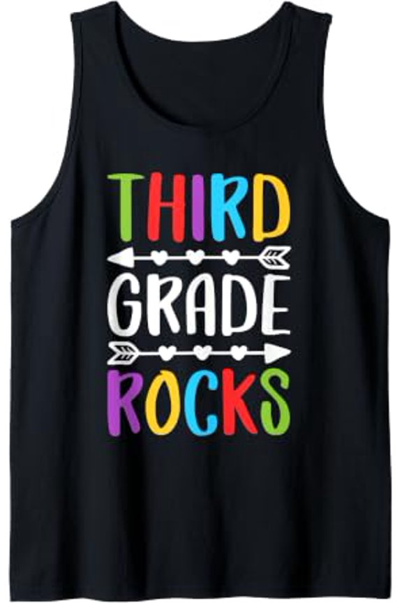 Third Grade Rocks To School Teacher Tank Top Size S-3XL
