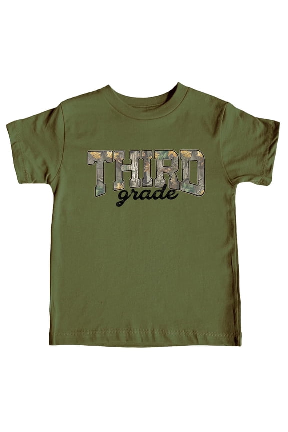 Third Grade Shirt for Boys and Girls Camo Back to School Outfit Woodland Camouflage Kids Tee Military Green Shirt 2T