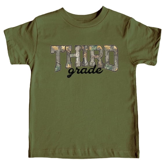 Third Grade Shirt for Boys and Girls Camo Back to School Outfit Woodland Camouflage Kids Tee Military Green Shirt Youth Large