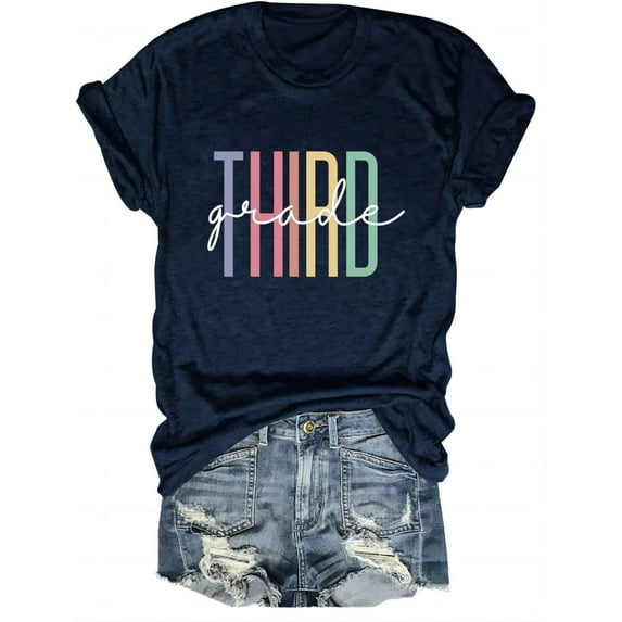 Third Grade T-Shirt for Women 3rd Grade Teacher Shirt Teacher Appreciation Short Sleeve Shirt Teacher Gift Tee