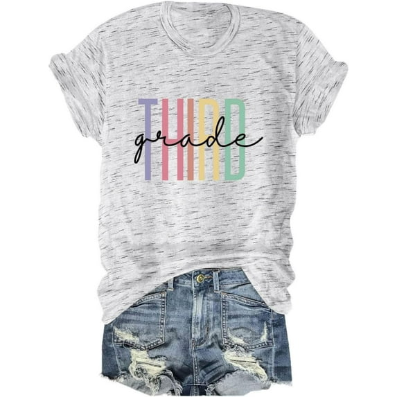 Third Grade T-Shirt for Women 3rd Grade Teacher Shirt Teacher Appreciation Short Sleeve Shirt Teacher Gift Tee